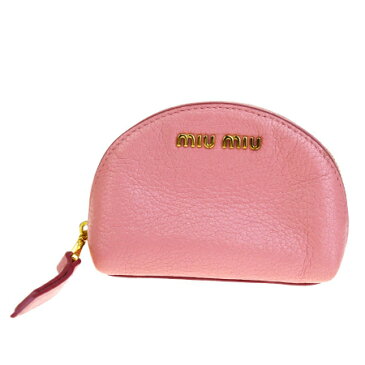 【中古】 外美品 ミュウミュウ miumiu ポーチ コインケース 小銭入れ 財布 ピンク レザー 06HD309