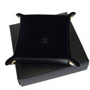 【中古】 美品 シャネル CHANEL アクセサリー トレー ジュエリー ケース ブラック レザー ベロア 保存箱付き 09BG058