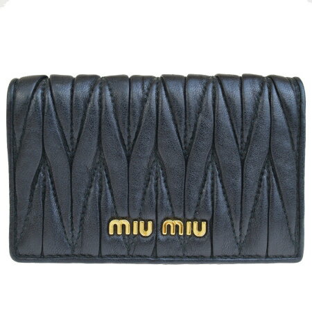 【中古】 ミュウミュウ miumiu カードケース 名刺入れ パスケース 定期入れ ブラック レザー 08HE520