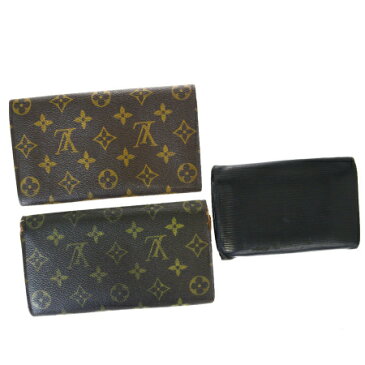 送料無料 【中古】 3点セット ルイヴィトン LOUIS VUITTON 二つ折り 長財布 財布 モノグラム エピ ノワール レザー 04EX977