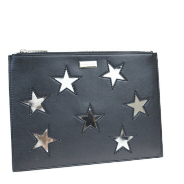 【中古】 超美品 ステラマッカートニー STELLA McCARTNEY クラッチバッグ ポーチ 星柄 ブラック レザー 09MA245