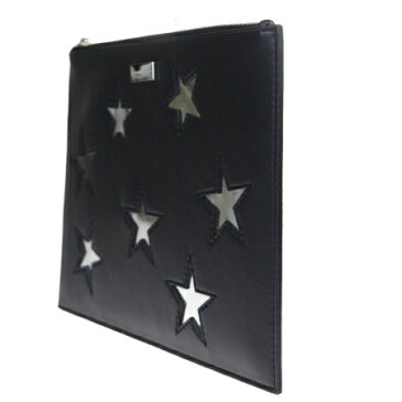 【中古】 超美品 ステラマッカートニー STELLA McCARTNEY クラッチバッグ ポーチ 星柄 ブラック レザー 09MA245