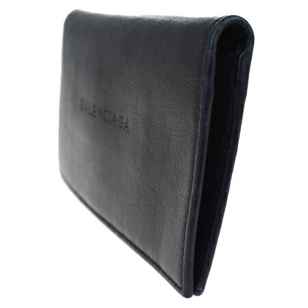 【中古】 中美品 バレンシアガ BALENCIAGA 二つ折り 長財布 ブラック レザー 保存袋 保存箱付き 67MB011