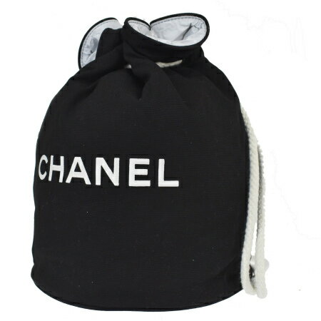 【中古】 シャネル CHANEL ショルダーバッグ 巾着 ブラック ホワイト キャンバス 09MS787