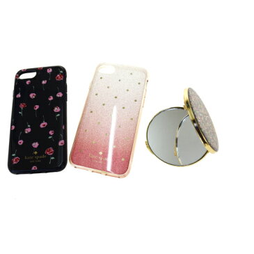 【中古】 ケイト・スペード(Kate Spade) 3点セット ハンドミラー ポリカーボネートスマホ・携帯ケース iPhone 7 対応 ブラック 06GB275