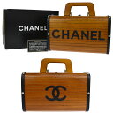 【中古】シャネル CCロゴ バニティ ハンドバッグ ウッド レザー ブラウン フランス ヴィンテージ 6011LC174