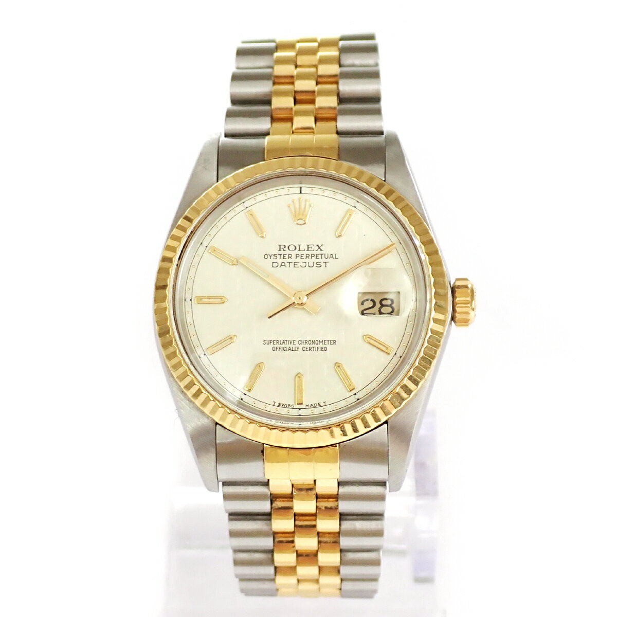 【中古】 ロレックス Rolex オイスターパーペチュアル デイトジャスト 16013 腕時計 36mm 自動巻き SS/YG 170LC347