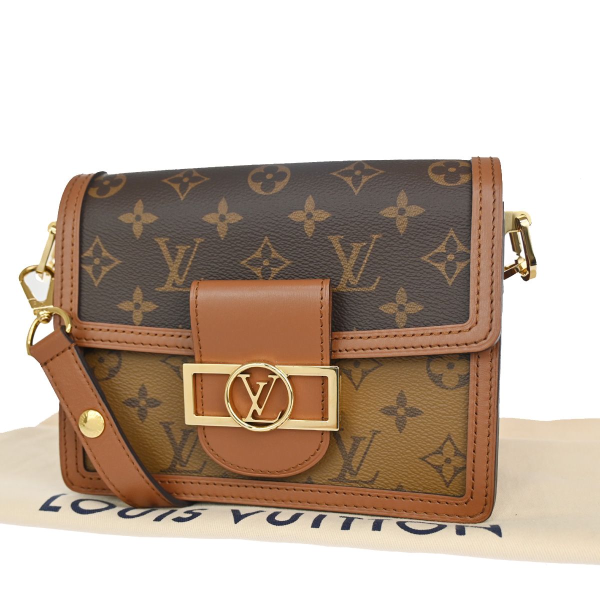 【中古】 ルイヴィトン LOUIS VUITTON LV ミニドーフィーヌ ショルダーバッグ モノグラムリバース レザー ブラウン フランス M45959 342RH436