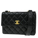 【中古】シャネル CHANEL CC ロゴ マトラッセ ショルダーバッグ グレインカーフスキンレザー ブラック ゴールド金具 フランス ヴィンテージ874RK9...