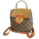 【中古】ルイヴィトン LOUIS VUITTON LV ロゴ ドーフィン バックパック バッグ モノグラム リバース レザー ブラウン フランス M45142 ...