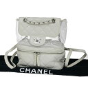 【中古】シャネル CHANEL CCロゴ マトラッセ チェーン バックパックバッグ ビニールレザー クリア ホワイト シルバー金具 イタリア654RK508