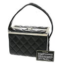 【中古】シャネル CHANEL CC ロゴ マトラッセ バニティ ハンドバッグ ボックス レザー ブラック フランス シルバー金具 ヴィンテージ323RK454