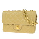 【中古】シャネル CHANEL CC ロゴ マトラッセ チェーン ショルダーバッグ レザー ベージュ ゴールド金具 フランス ヴィンテージ373RK486(4)
