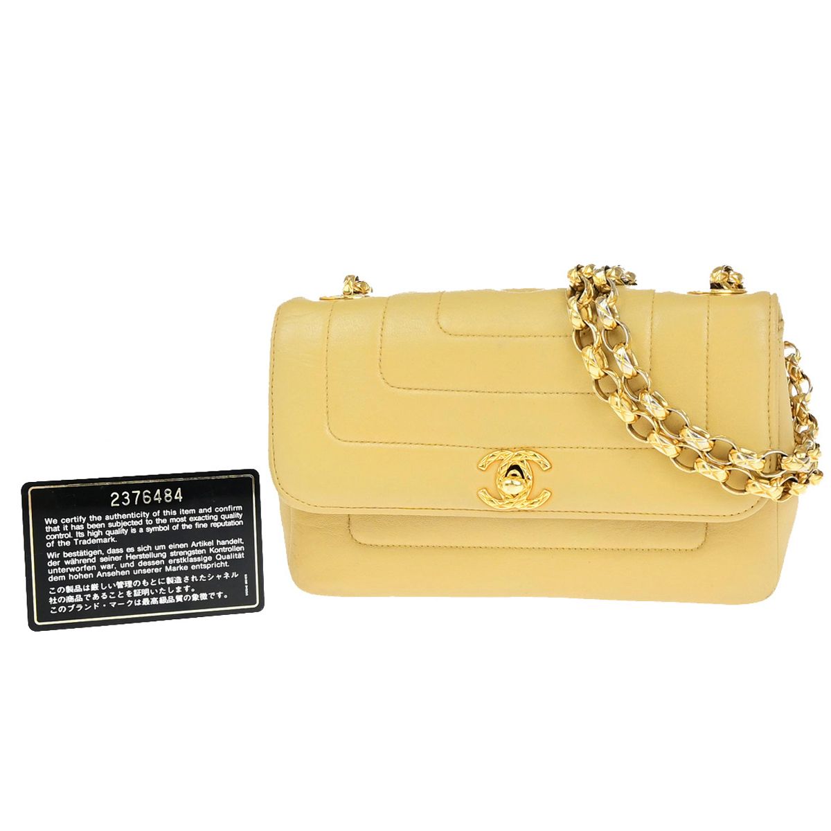 【中古】シャネル CHANEL CC ロゴ マドモアゼル フラップ チェーン ミニ ショルダーバッグ レザー ベージュ ゴールド金具 フランス ヴィンテージ330RK485