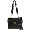 【中古】シャネル CHANEL CCロゴ チェーンショルダートートバッグ レザー ブラック ゴールド金具 イタリア ヴィンテージ321RK339