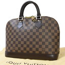 【中古】 ルイ・ヴィトン LOUIS VUITTON LVロゴ アルマ ハンドバッグ ダミエ エベヌ レザー ブラウン フランス製667RJ743
