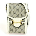 【中古】グッチ GUCCI ホースビット GGパターン ミニショルダーバッグ シュプリームレザー ブラウン ホワイト ゴールド金具 イタリア製668RK206