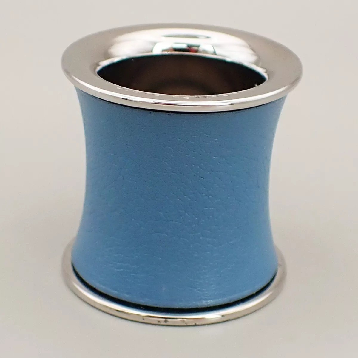 HERMES エルメス スカーフリング レザー ブルー 青 シルバー 04BS068