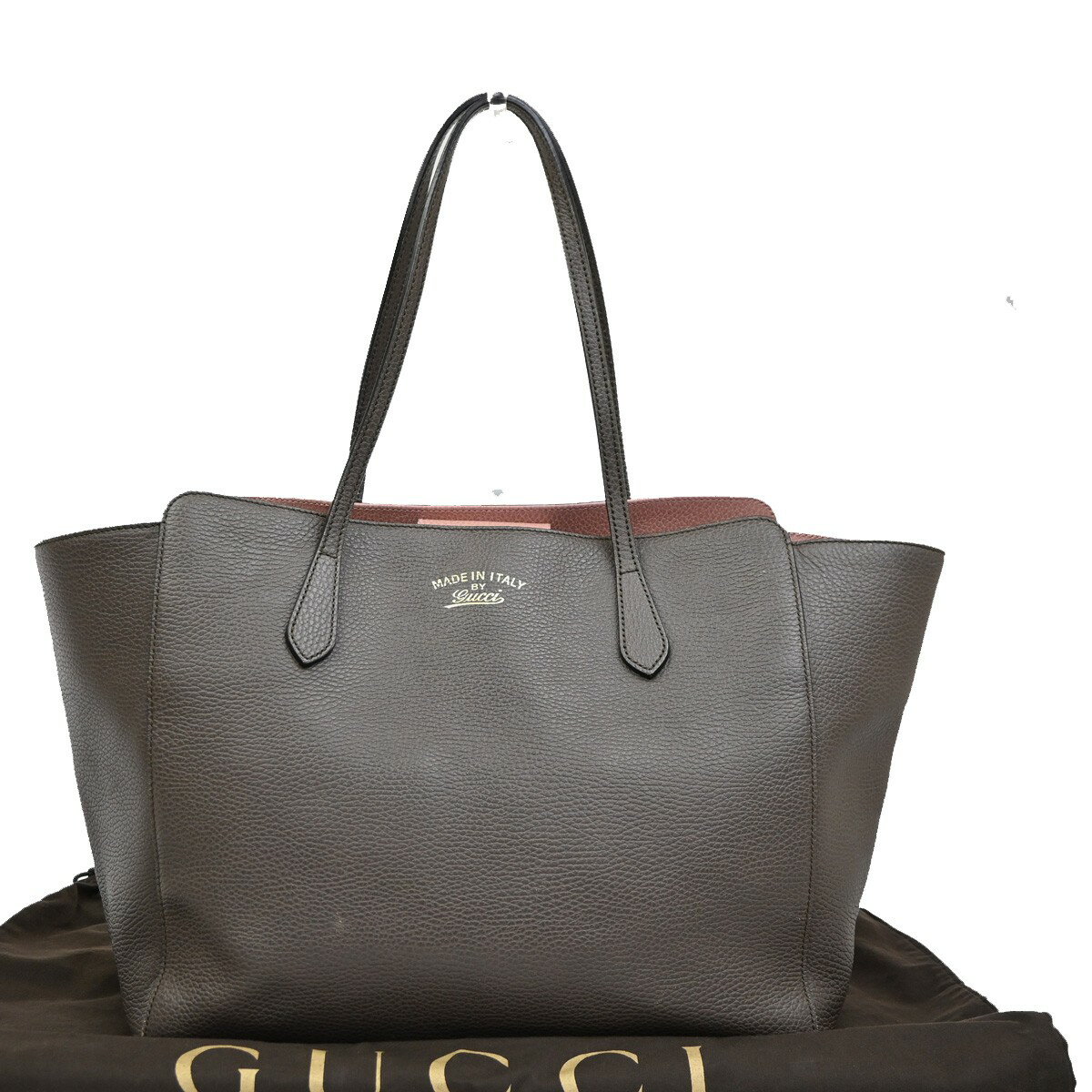 Rakuten - GUCCI グッチ スウィング トートバッグ グレー ピンク レザー 80KC075