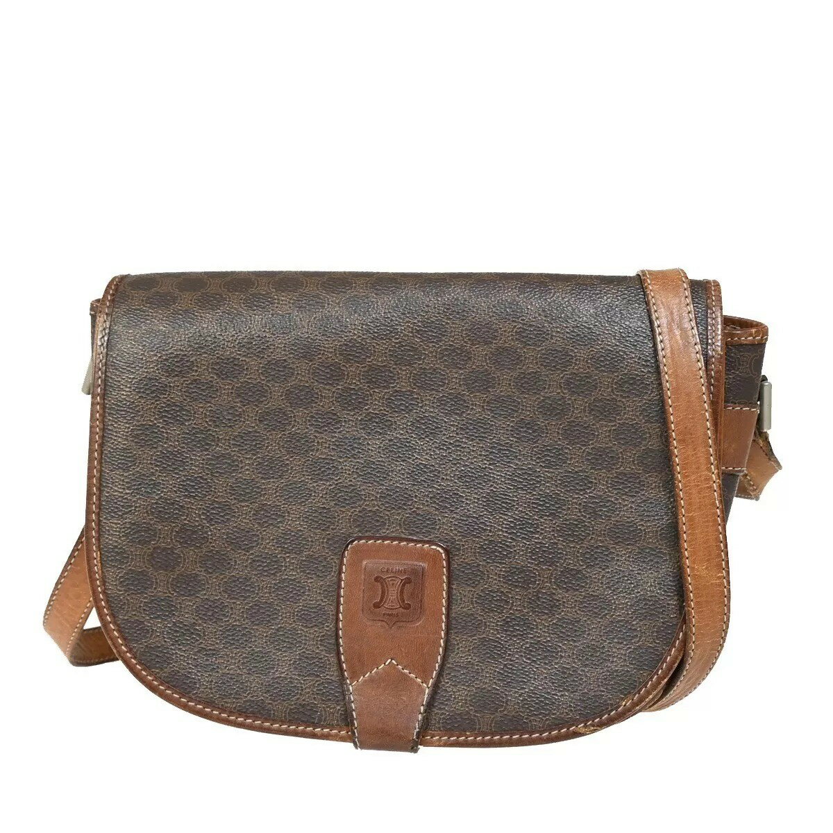 Rakuten - CELINE オールド セリーヌ ショルダーバッグ マカダム柄 ブラウン レザー 04BS139