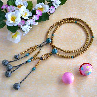 日蓮宗本式数珠*法華本連念珠◆　星月菩提樹　中国翡翠仕立　尺寸　◆利休梵天房　桐箱付　平置き親玉間..