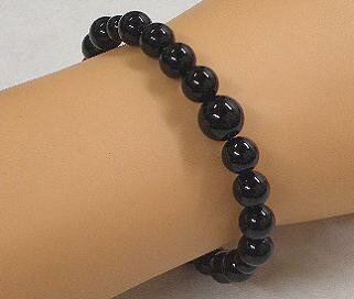 パワーストーンブレスレット　天然貴石■ブラックオニキス　数珠ブレスレット仕立　【主玉8ミリ】■Pケース入り
