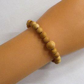 木製ブレスレット　天然銘木■素引き　柘（黄楊・黄楊　つげ）二天貴石　【主玉8ミリ】念珠■唐木数珠ブ..