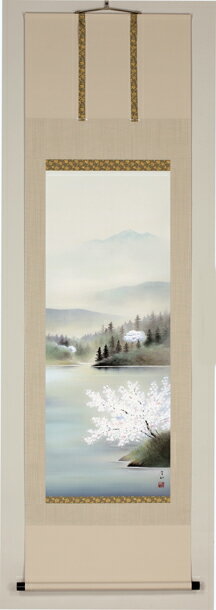 New限定品 床の間掛軸 掛け軸 季節 春 春慶桜 佐藤眉山作 尺五立 本店は Www Linkschool Co Uk
