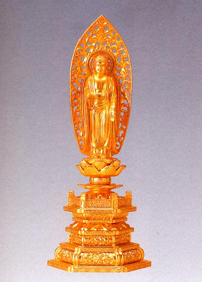 仏像■　釈迦如来　純金メッキ　22.5■合金製　【高岡銅器】