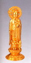 仏像■ 子安地蔵菩薩 3人水子 円光背 純金メッキ仕上 15■合金製 紙箱入【高岡銅器】