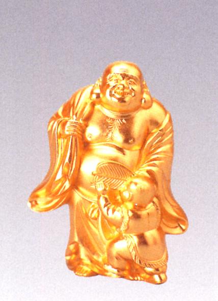 仏像　七福神■　布袋（ほてい）　純金メッキ　8.5■合金製　【高岡銅器】のサムネイル