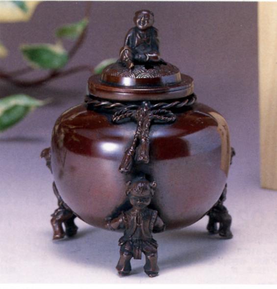 楽天仏具徳香炉・香立て■　唐子足（大）　■銅製　桐箱入【高岡銅器】