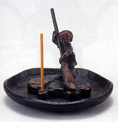 楽天仏具徳香炉・香立て■　香立　清浄心（お掃除小僧）　■瑞峰作　青銅（ブロンズ）製【高岡銅器】