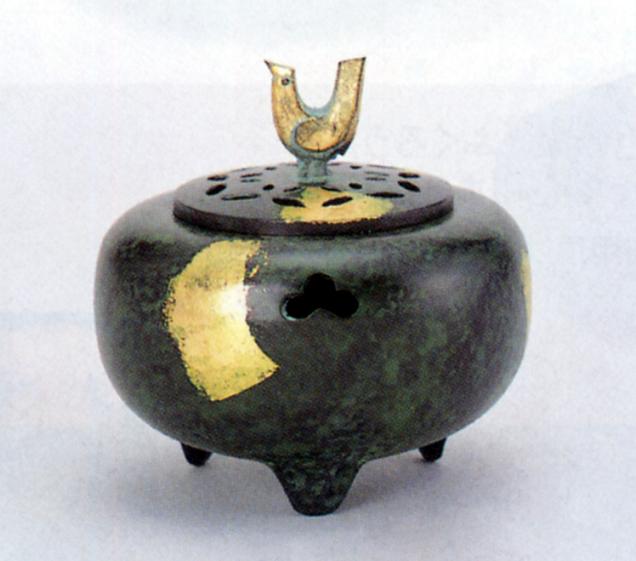 楽天仏具徳香炉・香立て■　香炉　新玉型　緑金色　■青銅（ブロンズ）製　桐箱入り【高岡銅器】