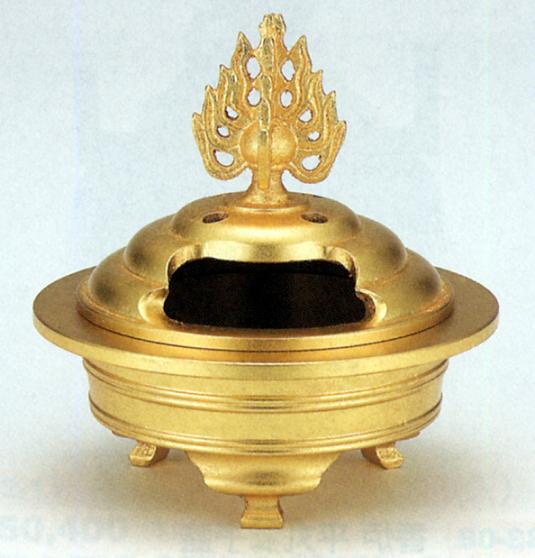 楽天仏具徳香炉・香立て■　香炉　請来型　本金箔仕上　■青銅（ブロンズ）製　桐箱入り【高岡銅器】