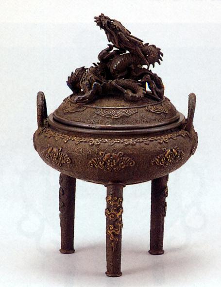 Aroma, Healing Goods - 香炉・香立て■　香炉　龍蓋整みん　■蝋型青銅(ブロンズ)製　桐箱入り【高岡銅器】