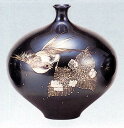 花器・花瓶■ 花瓶 みつぼ型(花に小鳥彫金) ■青銅(ブロンズ)製 桐箱入り【高岡銅器】
