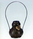 花器・花瓶■ 網代花器 瓢型(木の葉に蛙付) ■瑞峰作 青銅(ブロンズ)製 紙箱入り【高岡銅器】