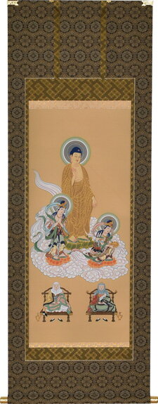 楽天仏具徳仏事床掛軸【仏事用掛け軸】　仏画■　天台五尊佛　■武藤紅雲 作｜尺五 五尺丈｜掛軸｜桐箱収納