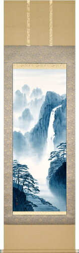 Rakuten - 床の間掛軸【掛け軸　山水】■　瀑布山水図　■白木加葉作*尺五立*掛軸*桐箱収納