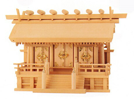 お宮　神棚　神殿■　横通し三社厚屋根（みす付）　金具　2.5尺　■尾州檜