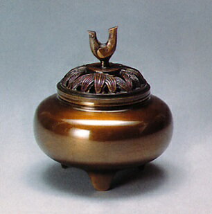 楽天仏具徳香炉・香立て■　香炉　珠玉型　山吹色　■青銅（ブロンズ）製　桐箱入り【高岡銅器】