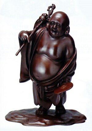 其它 - 仏像　七福神■　川渡り布袋　■蝋型青銅（ブロンズ）製　桐箱入り【高岡銅器】