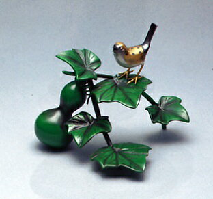 置物　小物■　瓢箪に雀　■青銅(ブロンズ)製　紙箱入り【高岡銅器】