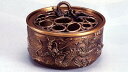 茶器・茶道具■ 建水(吉兆龍) 総地紋 焼朱銅色 ■大森孝志作 青銅(ブロンズ)製 桐箱入【高岡銅器】