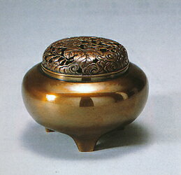 楽天仏具徳香炉・香立て■　香炉　平丸型　■瑞峰作　青銅（ブロンズ）製　桐箱入り【高岡銅器】