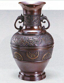 楽天仏具徳花器・花瓶■　花瓶　尺3寸（金龍）　■青銅（ブロンズ）製　紙箱入り【高岡銅器】