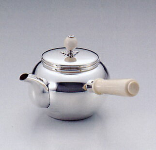 茶器・茶道具■　純銀　横手急須　無地　象牙柄　小　■高陵金寿堂作　純銀製　桐箱入【高岡銅器】