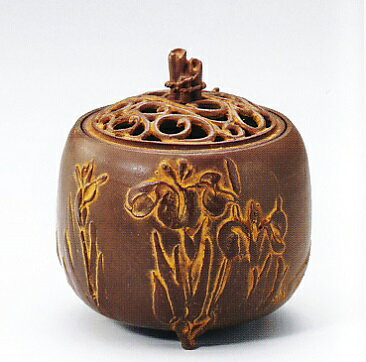 香炉・香立て■　香炉　杜若文　■名取川雅司作　銅製　桐箱入【高岡銅器】