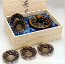茶器・茶道具■ 瑞龍茶器セット 山吹色 ■大森孝志作 青銅(ブロンズ)製 桐箱入【高岡銅器】
